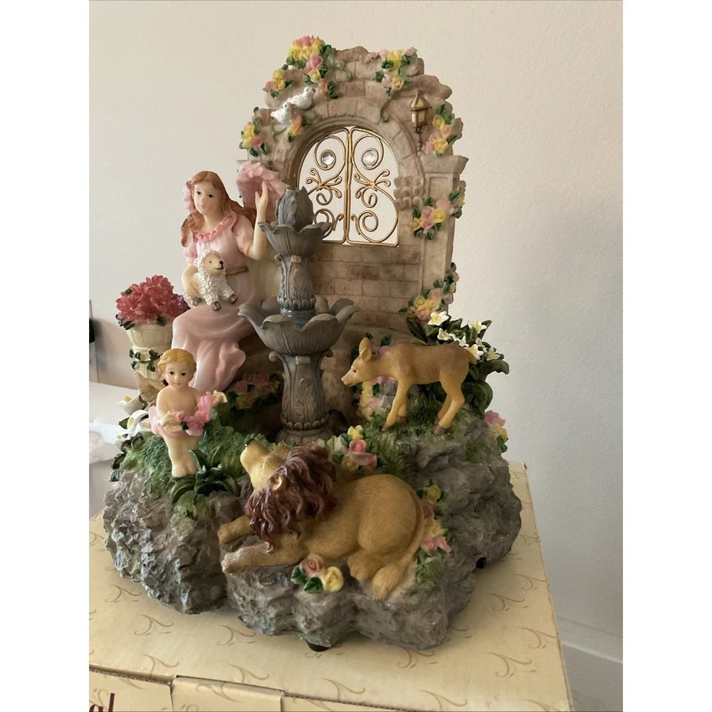 Classic Treasures Musical Angel Lion Lamb Water Fountain Everything is Beautiful